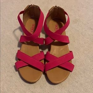 Girl’s pink and tan 2” wedges